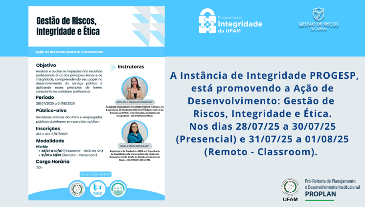 Ação de Capacitação Gestão de Riscos, Integridade e Ética
