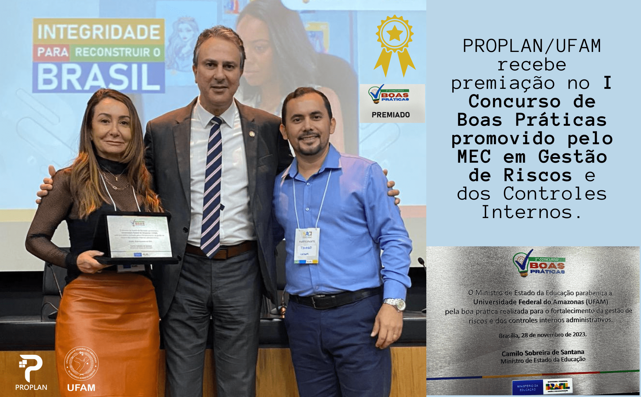 DEPI/PROPLAN recebe premiação no Concurso de Boas Práticas promovido pelo MEC